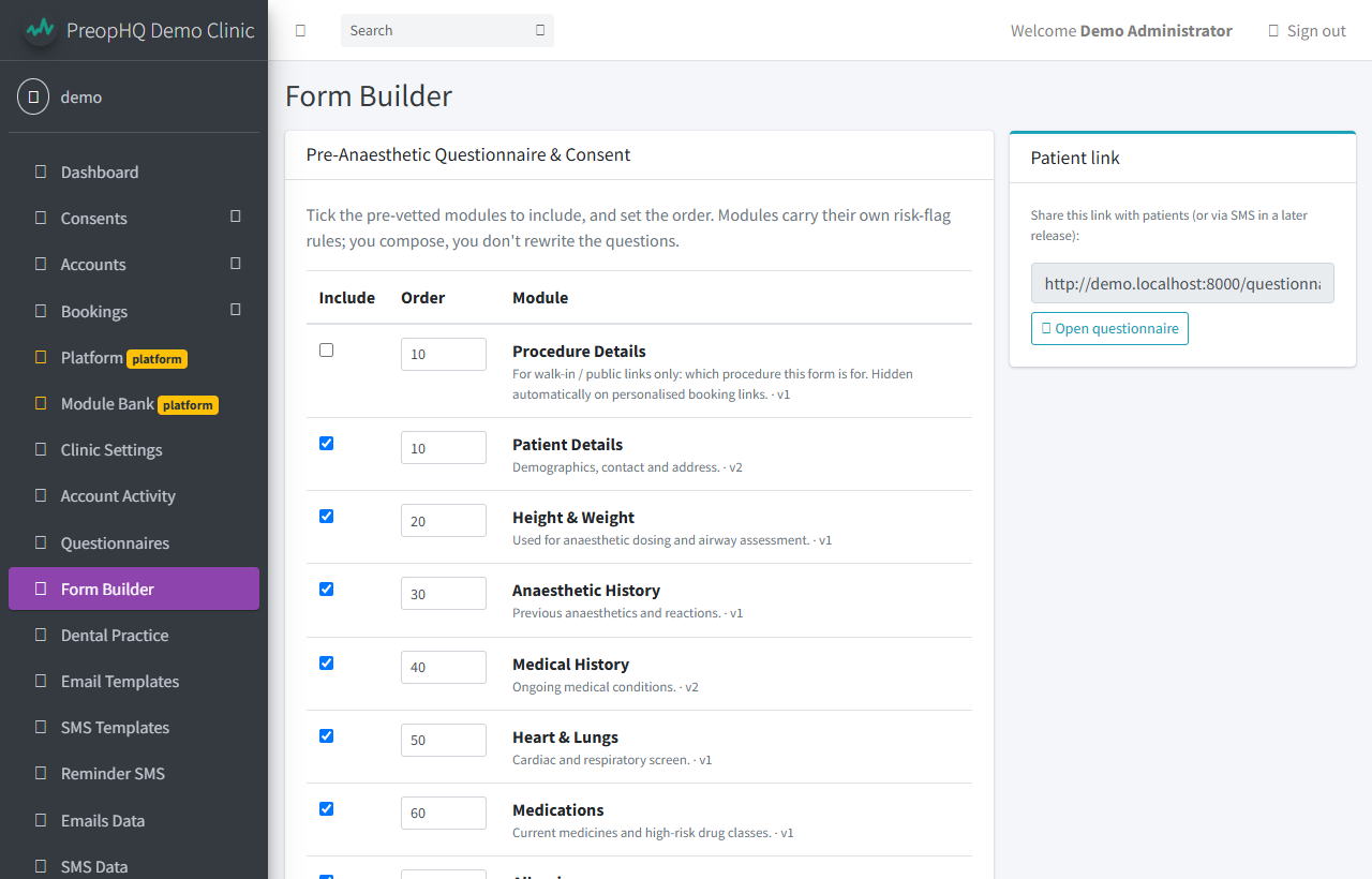 Form Builder composing modules