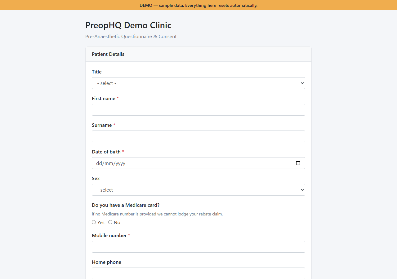 The patient questionnaire, as patients see it